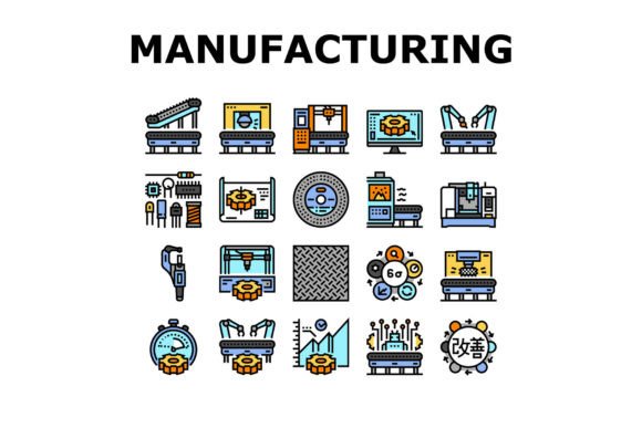 Download Manufacturing Industry Factory Icons Set - Man Collection