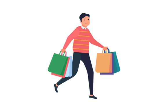 Download Man Carrying Shopping Bags. Buyer Walkin - Man Collection