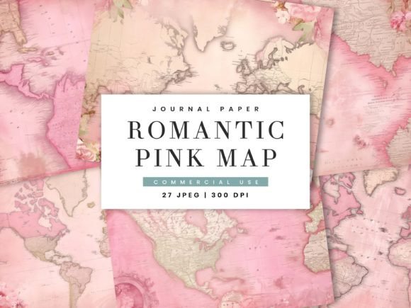 Download Romantic Pink Maps Junk Journal Paper - Man Collection