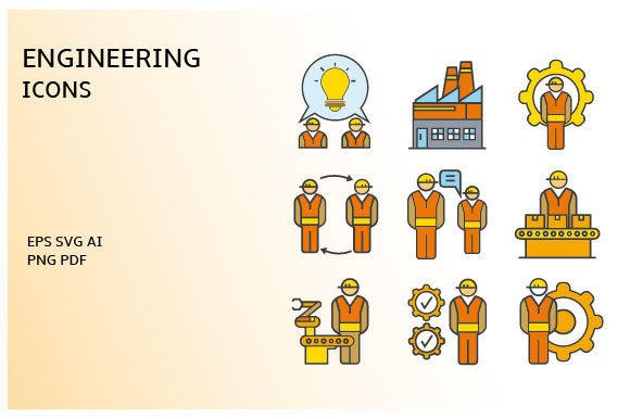 Download Engineering and Manufacturing Icons Set - Man Collection