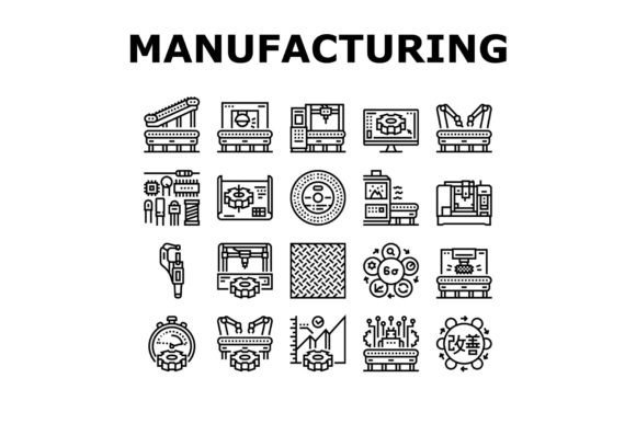 Download Manufacturing Industry Factory Icons Set - Man Collection