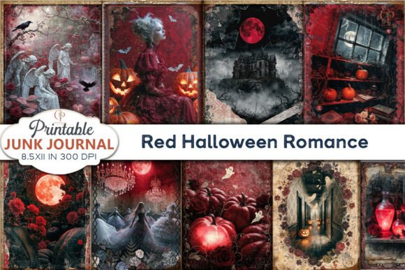 Download Red Halloween Romance Junk Journal Pages - Man Collection