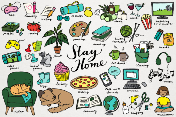 Download Stay Home Quarantine Clipart Set - Quarantine Collection