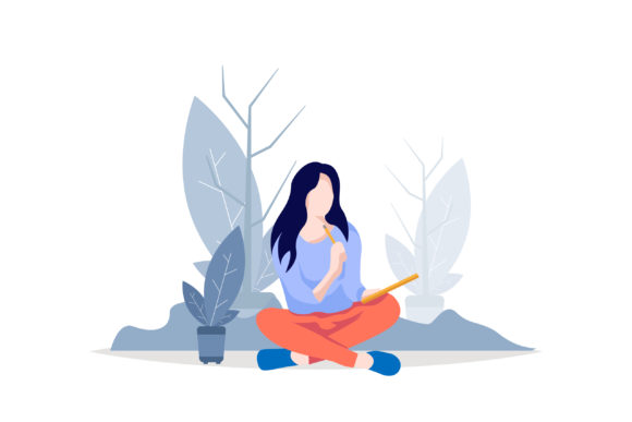 Download A Woman Sitting Studying in the Park. - Man Collection