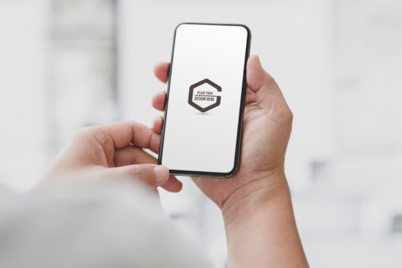 Download Business Man Holding Mock Up Smartphone - Man Collection