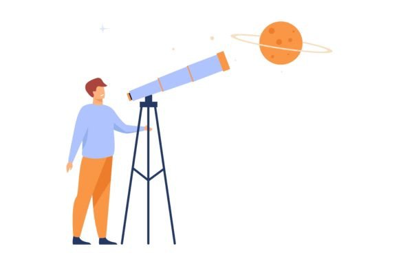 Download Man Studying Galaxy Through Telescope. M - Man Collection